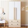 Merax Armadio 70L x 40B x 170H cm, Multifonctionnel Armadio con cassetti e ripiani, colore legno e bianco