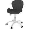 SPRINGOS Sedia ufficio velluto regolabile in altezza sedia girevole ergonomica grigia seduta imbottita morbida con ruote 360 per casa studio toeletta comfort moderno