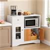 PIPIPOXER Credenza, Mobile da Cucina con Ante a Ripiani Regolabili per Microonde e 1 Cassetto, 3 Ante, Credenza Armadio da Cucina, Mobiletto Portaoggetti, Armadio di Stoccaggio in Legno, 80x40x83cm