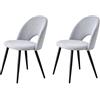BenyLed Set di 2 Sedie da Pranzo in Velluto Matty, Sedia da Cucina Imbottita Moderna di Metà Secolo con Gambe in Metallo per il Soggiorno, Sala da Pranzo (Grigio)