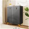 Lexiou Elegante credenza/scarpiera con pannelli strutturati, ripiani regolabili e decorazioni dorate, con cassetti (nero)