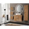 Lomadox Set completo da bagno, 6 pezzi, lavabo in ceramica, 80 cm, armadietto sospeso, armadietto alto in rovere antracite