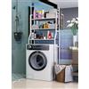 MF artSHOP Scaffale da Bagno per Lavatrice, 3 Ripiani, Bianco, 152x65x25 cm Mobile Sopra Lavatrice Organizer Da Parete Per Detersivi Sapone