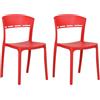Totò Piccinni Sedia DELTA in Polipropilene in fibra di Vetro Moderne Design Impilabile (Rosso, 2)