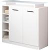 MB Muebles Bonitos, Comò Paola 2P, LED, 2 Ante, Melamina, Bianco Lucido, 97x87x35cm