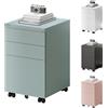 FLEXISPOT schedario con 3 cassetti, cassettiera da ufficio con ruote, armadietto con serratura e sistema anti-ribaltamento, mobiletto porta documenti per casa e ufficio, grigio blu
