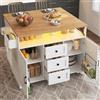 ZKLOEP Carrello da cucina arrotolabile, 120 x 60 cm, con tavolo pieghevole, illuminazione a LED, ripiani per snack e spazio di archiviazione, multifunzionale come mobile bar, tavolino e moderna isola