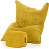 Green Bean© Set XXL con Pouf Abbinato - Cuscino da Pavimento Reclinabile con Riempimento EPS | Lavabile per Interni Giallo