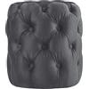 CLP Pouf Rotondo in Velluto Drancy, Imbottito con Bottoni Decorativi, Stile Chesterfield, Pouf per Soggiorno, Camera da Letto, Colore:Grigio Scuro, Dimensione:M