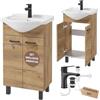 Deftrans Domodomo - Mobiletto da bagno con lavabo 85 x 50 x 41 cm, colonna e mobiletto, elegante set con lavabo in ceramica