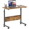 AuraCraft Tavolo per laptop con ruote, regolabile in altezza, 71 - 90 cm, scrivania piccola, scrivania per computer, supporto per laptop, tavolo da toeletta, per letto e divano (nero vintage, 80 x 40