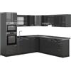 Vicco Cucina angolare completa R-Line, Antracite lucido, 247 x 60 cm, PL Antracite, per una pianificazione cucina flessibile e un'estensione modulare