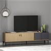Homidea Modena Mobile basso per TV, 180 cm, con ante e spazio di archiviazione, mobile TV, scaffale TV e mobile per TV in stile scandinavo per il soggiorno (Rovere chiaro - Antracite)