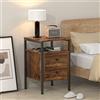 Wohenster Comodini Camera da Letto con Presa di Corrente e Porta USB, Marrone Comodino Camera da Letto con 2 Cassetti Cassettiera da Notte Tavolino Laterale da Divano Salotto Soggiorno 40x40x61cm
