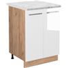 Vicco Mobiletto base cucina Fame-Line, Bianco lucido, 60 cm, PL Marmo, per la combinazione con altri moduli della serie Fame-Line