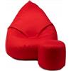 Slevobox Pouf Poltrona Sacco con Poggiapiedi Rosso 112x82x82 cm - Pouf Sacco XXL da Esterno Impermeabile - Pratico e Facile da Trasportare - Bean Bag per Adulti e Bambini - Fodera Lavabile