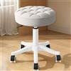 XUEGW Sgabello rotondo con ruote, altezza regolabile, rivestimento in pelle PU Sgabello girevole da disegno SPA Sgabelli da salone Sedia da ufficio piccola (Grigio,Confezione da 1)