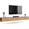 Planetmöbel Mobile TV West, porta TV lungo 300 cm, mobiletto TV sospeso o da appoggio, mobile TV per soggiorno, 3X mobile porta TV 37,8 x 100 x 30 cm, rovere dorato