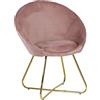 Totò Piccinni Poltrona MARTE di Design in Velluto con piedini in Metallo (Rosa)