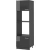 Vicco Mobile cucina microonde R-Line, Antracite lucido, 60 cm, per la libera combinazione all'interno di sistemi cucina modulari