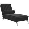 vidaXL Chaise Longue Massaggi con Cuscino a Rullo Nero in Velluto, divano letto, divano letto moderno, divano letto contemporaneo, dormeuse