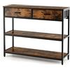 LIFEZEAL Tavolo Consolle a 3 Livelli con 2 Cassetti Pieghevoli in Tessuto, Tavolo d'Ingresso Telaio in Metallo Stile Industriale, Mobile Consolle con 2 Kit Antiribaltamento, 100 x 30 x 80 cm, Marrone