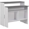 vidaXL Tavolo da Bar 2 Livelli Funzionale Stabile Resistente Design Stile Lineare con Ripiani Elegante Tavolino Pub Bistrot Tavola Bianco e Grigio