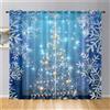 Hiseng 2 Pezzi Tende Voile Trasparente Interni Decorativi Albero di Natale Sheer Tenda per Camera da Letto Finestre Porta Cucina Soggiorno, Semi Trasparente Tende (132x213cm,Fiocco Neve)