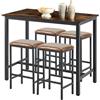buybyroom Tavolo da bar con sgabello da bar, tavolo da pranzo (120 x 60 x 90,5 cm) con 4 Imbottita sedie (39 x 29 x 64,5 cm), tavolo e banconi da bar per sala da pranzo, soggiorno