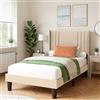 Blishom Letto imbottito 90X200cm,con testiera e rete a doghe,robusto letto in tessuto per ragazzi e camere degli ospiti,struttura imbottita,Beige