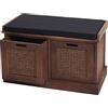 Mendler Panca panchina da Interni con Cuscino 2 Box ceste contenitori HWC-J49 Legno MDF Marrone Nero