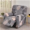 FANSU Copripoltrona Relax Reclinabile Elasticizzato, 1 Posto Elegante Fiori Copripoltrona Reclinabile Elettrica Coprisedile con Tasche, Universale Fodere per Poltrona Relax (Foglie Grigie)