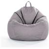 Treer Fodera per Pouf a Sacco Contenitore Tinta Unita Copertura per Poltrona Sacco Senza Imbottitura, Lino Pouf a Forma di Pera Bean Bag Cover con Cerniera (70x80 cm,Grigio Scuro)