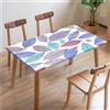 Morbuy Tovaglia con Bordo Elastico Rettangolare, Stampa Foglie 3D Tovaglie Elastica Impermeabile Antimacchia Copritavolo Quadrato da Esterno Resistente al Vento (Foglie Viola,140x80cm)