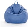 Treer Fodera per Pouf a Sacco Contenitore Tinta Unita Copertura per Poltrona Sacco Senza Imbottitura, Lino Pouf a Forma di Pera Bean Bag Cover con Cerniera (70x80 cm,Blu Navy)