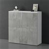doporro Mobile Organizzatore Credenza Buffet in Legno con 4 Ante Push-to-Open e Soft-Close per Soggiorno, Sala da Pranzo o Ingresso, 100x36,4x100 cm Bianco opaco e Calcestruzzo Schrank04