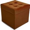 MG Design Pouf contenitore imbottito 45 × 45 cm Marrone - capacità ca. 50 L, fino a 300 kg, superficie morbida con leggero riflesso, struttura in legno massiccio, già montato e facile da pulire