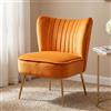 Ya-Home Poltrona Imbottita in Velluto Sedia da Salotto Poltrone Salotto con Gambe in Metallo Dorato Poltroncina Moderna per Camera da Letto/Soggiorno, Arancione
