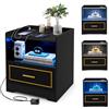 RELAX4LIFE Comodino con Luci a LED e Stazione di Ricarica, Porte USB e Type-C, Luci a Colori Variabili, Comodino Moderno per Camera da Letto, Soggiorno e Studio, 45 x 40 x 50 cm (Nero,1)