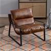 chairus Poltrona da Salotto in Ecopelle Sedia Imbottita con Braccioli Poltrona Moderna Design con Gambe in Metallo Poltroncina per Camera da Letto/Soggiorno/Studio, Marrone
