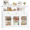 FirFurd Credenza Cucina,Mobile Cucina con 3 Cassetti e 3 Ante Bianco