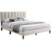 Home Collective Letto 160x200cm, 140x200 cm, letto imbottito con rete a doghe, struttura letto 160x200 cm, letto matrimoniale con rivestimento morbido e testata imbottita, struttura robusta, Beige 160x200cm