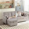 SUKY Divano Letto Multifunzione con Storage Pull-Out, Divano Sezionale ad Angolo Modulare con Chaise Longue Interchangeable (Grigio)