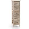 Gicos Mobile cassettiera in legno colore naturale 5 cassetti decorata home 26 * 32 * 98 cm shabby chic EDT-793295