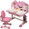 Fiauli Set di scrivania e sedia per bambini, regolabile in altezza, set di sedie da studio per bambini, tavolo multifunzionale con cassetto, libreria, tavolo ergonomico per imparare a disegnare per