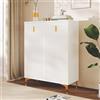 Lexiou Elegante credenza/scarpiera con pannelli strutturati, ripiani regolabili e decorazioni dorate, con cassetti (bianco)