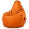 Green Bean© Poltrona a sacco con schienale 80x70x90cm - Sedia Gaming 230 litri di imbottitura accogliente, morbida, e lavabile - Cuscino pavimento Pouf Sgabello Poltrona da gioco Relax Arancio
