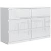 meble masztalerz Cassettiera Camera da Letto con 6 Cassetti - Credenza Soggiorno - Moderna Comò - Cassettiera Alta - Mobiletto con Cassetti - Bianco Lucido 138,5 x 39 x 78,5 cm