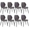 DEYARNA HOME Set di 8 Sedie da Sala da Pranzo Moderne, Sedie da Cucina Imbottite, Sedia da Pranzo in Lino con Gambe in Metallo (Grigio scuro,motivo a rombi)
