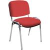IDEALSEDIE DI GALIZIA MICHELE IDEALSEDIE - Sedia Scrivania Senza Rotelle con Telaio Cromato, Sedia Ufficio Senza Ruote Comoda, Impilabile, Sedie per Sala d'Attesa, Sala Riunioni, Conferenze (Tessuto, Rosso)